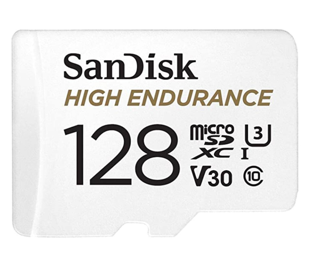 Karta pamięci SanDisk MICRO SD 128GB HIGH ENDURANCE MONITORING 100MB/s C10 10000h + ADAPTER SD - 593235 - zdjęcie